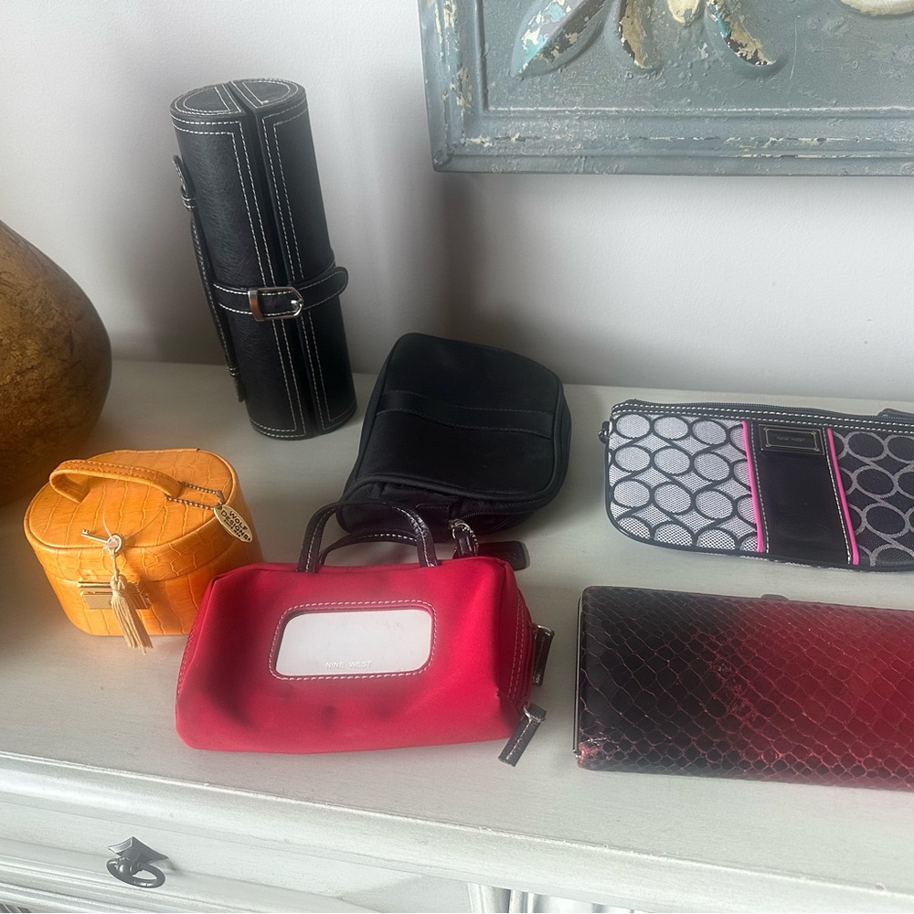 Lot of clutches  travel bags Lodi Nine West jewelry storage